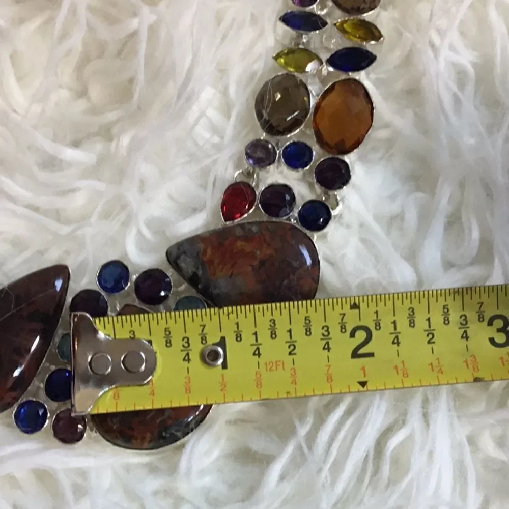 NATURAL MOSS AGATE & GEMSTONE NECKLACE IN SILVER